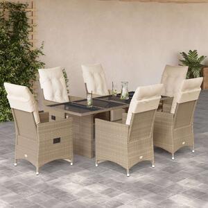Polyrattan Kerti Bútor - 7 részes Bisztró készlet - Bézs