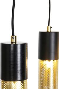 Ipari függőlámpa fekete, arany 10-es lámpával - Raspi