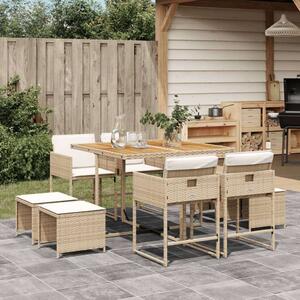VidaXL Polyrattan Kerti Étkezőgarnitúra - 9 részes, Bézs
