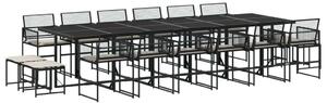 VidaXL - 17 Részes Kerti Étkezőgarnitúra - Polyrattan - Fekete