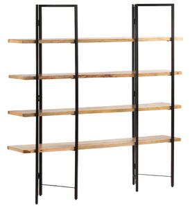 4 szintes tömör mangófa könyvespolc 160 x 35 x 160 cm