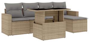 VidaXL Polyrattan Kerti Ülőgarnitúra - 6 részes - Bézs
