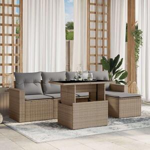VidaXL Polyrattan Kerti Ülőgarnitúra - 6 részes - Bézs