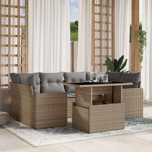 VidaXL Polyrattan Kerti Ülőgarnitúra - 7 részes - Bézs