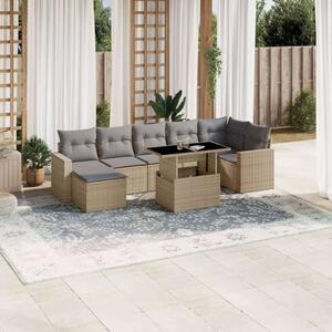 VidaXL Polyrattan Kerti Ülőgarnitúra - 8 részes - Bézs