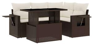 Polyrattan Kerti Ülőgarnitúra - 5 részes - Barna