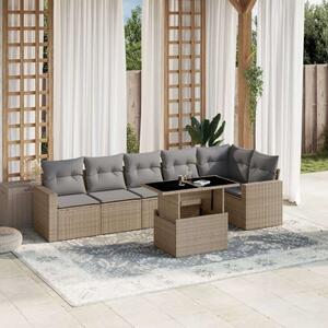 VidaXL Polyrattan Kerti Ülőgarnitúra - 7 részes - Bézs