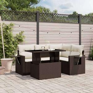 Polyrattan Kerti Ülőgarnitúra - 5 részes - Barna