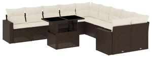 Polyrattan Kerti Ülőgarnitúra - 11 részes - Barna