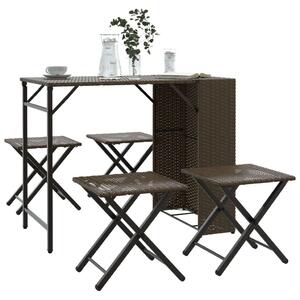 VidaXL Összecsukható Polyrattan Kertbútor Szett - 5 részes, Barna