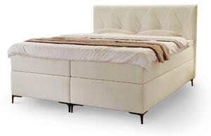 DEANAS kárpitozott boxspring ágy - krémszínű Méret: 160x200