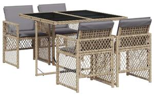 VidaXL Polyrattan Kerti Étkezőgarnitúra - 5 részes - Bézs