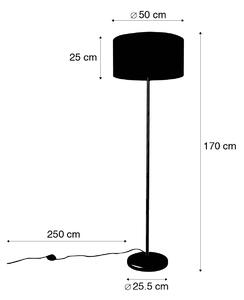 Fekete állólámpa világosbarna ernyővel 50 cm - Simplo