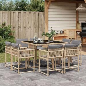 VidaXL Polyrattan Kerti Étkezőgarnitúra - 9 részes, Bézs