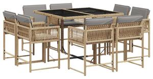 VidaXL Polyrattan Kerti Étkezőgarnitúra - 9 részes, Bézs
