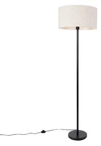Fekete állólámpa világosszürke ernyővel 50 cm - Simplo