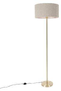 Sárgaréz állólámpa boucle ernyővel, taupe 50 cm - Simplo
