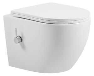 Erga Lily, fali WC-csésze bidé funkcióval + WC-ülőke, fényes fehér, ERG-V03-LILY-RIM-BID-WH