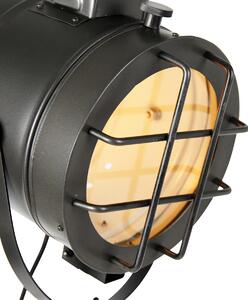 Fekete állványos állólámpa, fa stúdióponttal - Fényes