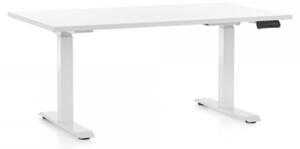 OfficeTech D állítható magasságú íróasztal, 140 x 80 cm, fehér alap, Fehér