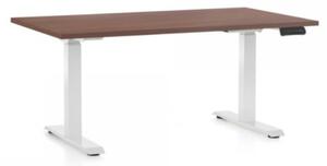 OfficeTech D állítható magasságú íróasztal, 140 x 80 cm, fehér alap, Diófa