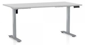 OfficeTech B állítható magasságú íróasztal, 160 x 80 cm, szürke alap, Világosszürke