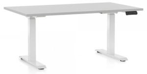 OfficeTech D állítható magasságú íróasztal, 140 x 80 cm, fehér alap, Világosszürke
