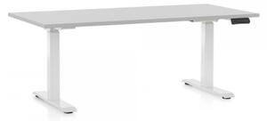 OfficeTech D állítható magasságú íróasztal, 160 x 80 cm, fehér alap, Világosszürke