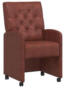 VidaXL Kerekes Étkező Székek 2 pcs Fényes barna 58 x 67 x 97 cm Műbőr