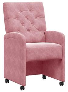VidaXL Kerekes Étkező Székek 2 pcs Rózsaszín 58 x 67 x 97 cm Bársony