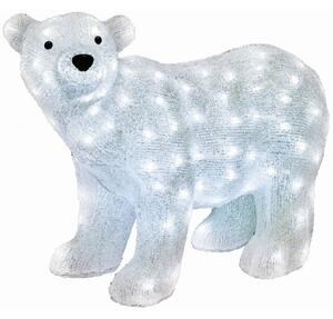 Jegesmedve karácsonyi figura, akril, 120 hideg fehér LED, IP44, 58x42 cm