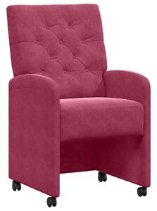VidaXL Kerekes Étkező Székek 2 pcs bordó 58 x 67 x 97 cm Bársony