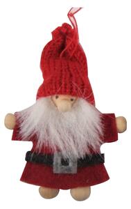Piros ruhás textil mikulás, akasztóval 9cm