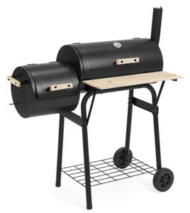 Kaminer BBQ faszenes kerti grill, 2 in1 grill és füstölö, hőmérő, méretek 113x103 cm, fém, fekete