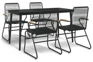 5 részes fekete PVC rattan kerti étkezőgarnitúra