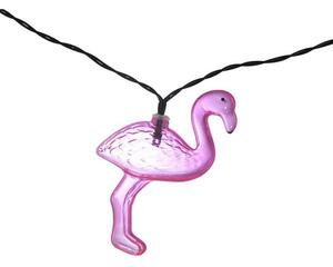 Polux Flamingo LED napelemes girland, 10 figura 8x11 cm, hossza 1,8 m, rózsaszín, IP44