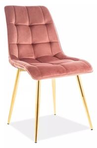 Chic Elegance Bársony Étkezőszék Rózsaszín Arany Lábakkal