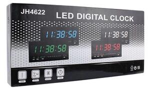 Digitális óra, zöld LED kijelző, idő, naptár, hőmérséklet, fali rögzítés