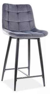 Chic H-2 Bárszék Velvet Szürke Kárpitozott Fémvázas