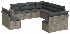 VidaXL Polyrattan Kerti Ülőgarnitúra - 11 részes - Szürke