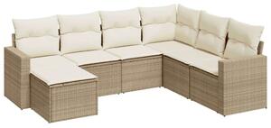 VidaXL Polyrattan Kerti Ülőgarnitúra - 7 részes - Bézs