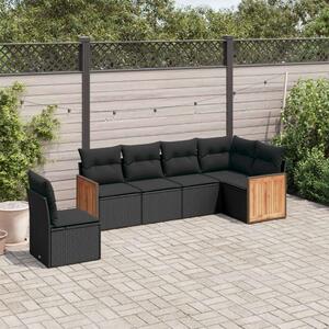 VidaXL Polyrattan Kerti Ülőgarnitúra - 6 részes - Fekete