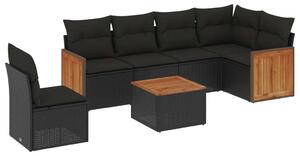 VidaXL Polyrattan Kerti Ülőgarnitúra - 7 részes - Fekete