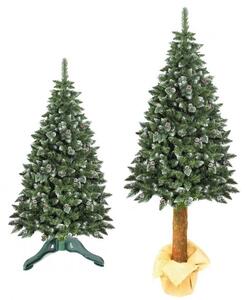 ProCart® Karácsonyi műfenyő, 190 cm-es műfenyő, hóhegyek és kúpok, autentikus fatörzs, természetes megjelenés, tartóval