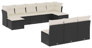 Polyrattan Kerti Ülőgarnitúra - 10 részes - Fekete