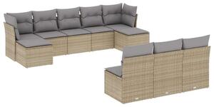 VidaXL Polyrattan Kerti Ülőgarnitúra - 10 részes - Bézs