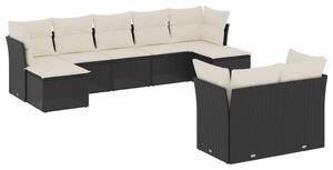 Polyrattan Kerti Ülőgarnitúra - 9 részes - Fekete