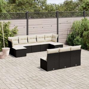 Polyrattan Kerti Ülőgarnitúra - 10 részes - Fekete