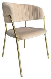 Design étkezőszék, bézs Velvet szövet/gold króm arany, DASMIN NEW TYP 1