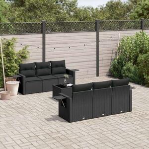VidaXL Polyrattan Kerti Ülőgarnitúra - 7 részes - Fekete